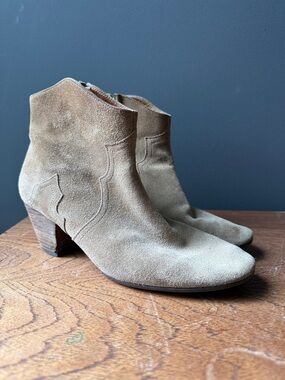 Isabel Marant Suede Ankle Booties in Taupe 39